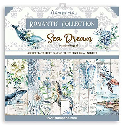 STAMPERIA INTERNATIONAL, KFT SBBL87 Stamperia Scrapbooking-Block, romantischer Meerestraum, mehrfarbig, 12 x 12 inches