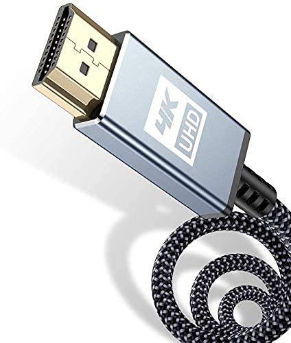4K HDMI Kabel 10Meter,HDMI Kabel 4K @ 60Hz 18Gbps Highspeed HDMI 2,0 Kabel Nylon Geflecht, vergoldete Anschlüsse mit Ethernet/Audio Rückkanal, Kompatibel mit Video 4K UHD 2160p, HD 1081p-Grau