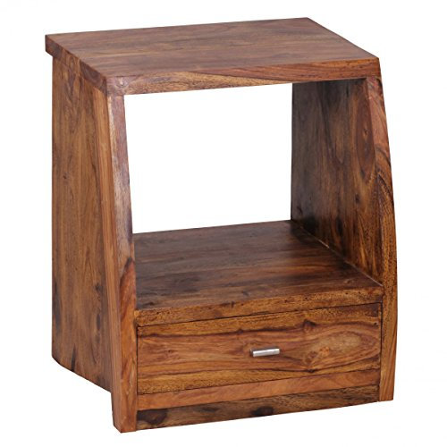 KADIMA DESIGN Sheesham Nachtkonsole, Landhausstil, Schublade & Ablage - Robust & Stilvoll