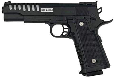 Saigo Defense Pistolet à Billes Airsoft 1911 SG00060-Modèle à Ressort-rechargement Manuel/Coup par Coup-Couleur : Noir-matière:Plastique Haute résiPuissance 0.3 Joule 225 mm