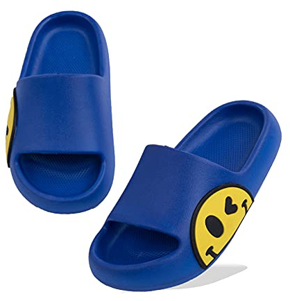 Flickor Pojkar Strandtofflor Sommar Glidande Sandaler,EVA öppen tå Mjuka Tofflor Badrum Pool Dusch Halkskydd Skor Flip Flops för Inomhus och Utomhus(Kungsblå,33/34 EU)