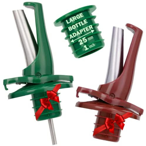 Poura Oil and Vinegar Dispenser Drizzlers – Keeps Oil & Vinegar Fresh with Airtight BPA-Free Natural Rubber ClickSeal Pourer Spout Caps – Use Your Own Bottle Set – Dishwasher Safe