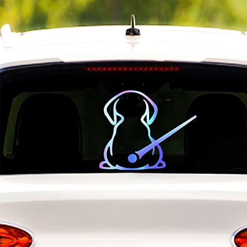 Iprokiu Cartoon Cute Animal Puppy Car Sticker Funny Dog Moving Tail Waving Wiper Sticker Rear Window Wiper Decal Windshield Sticker Waterproof Vinyl Decals Decoration for Car Wiper (Rainbow Blue)