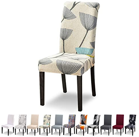 Lydevo Stuhlhussen 4er Set Stretch Moderne Stuhlhussen für Esszimmerstühle Stuhlhussen für Schwingstühle Universal Waschbarer Abnehmbarer Stuhlbezug für Esszimmer Hotel Bankett Küche，Beige Blätter