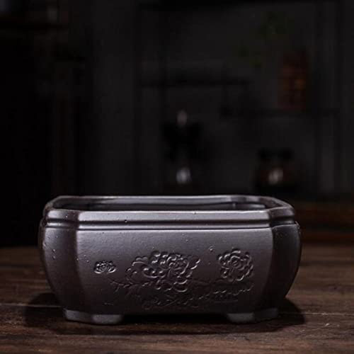 SARGE Argile Pourpre orchidée Prune Motif Floral Pot de Fleurs Vase à bonsaï avec Un Trou Pot de Fleurs Fleuriste conteneur Ornements décorations de Maison