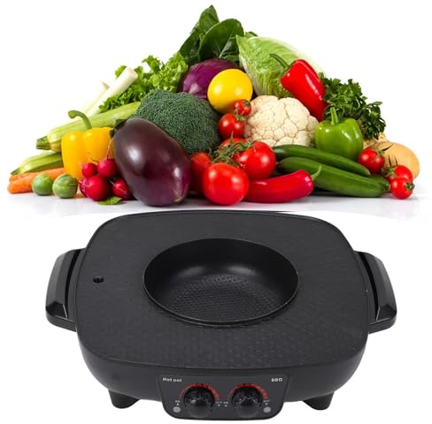 Electric Grill and Hot Pot 2 in 1, Korean BBQ Grill Hotpot