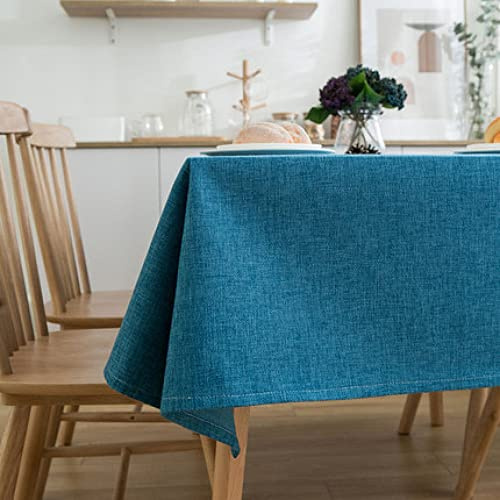 HGJH Tischdecke,Retro Massive Leinen Tischdecke Blau Home Nordic Tischdecke Tischdecke Aus Natürlicher Baumwolle Für Rechteckigen Tisch Hochzeit Party Essen Bankett Dekoration, 140 X 240 cm