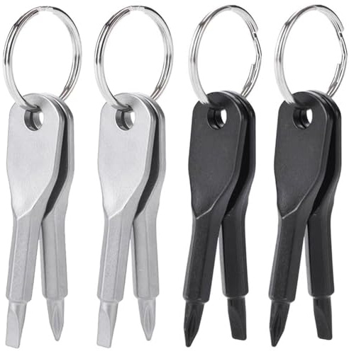 Eyech 8Pcs Mini Keychain Screwdriver,Outdoor Portable EDC Multifunction Screwdriver Set Flat Head & Phillips Screwdriver Wrench Tool with Key Ring