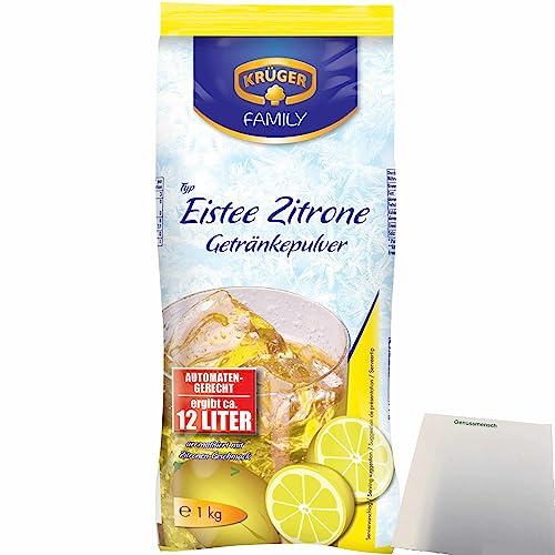 Krüger Eistee Zitrone Getränkepulver automatengeeignet (1kg Beutel) + usy Block
