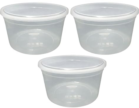 JMS we create smile 1.5L/4L Litre Large Clear Transparent Plastic Storage Box With Lids - Round Food Storage Containers - BPA free Microwave & Dishwasher Safe Cake Storage Tubs (135 oz) (3, 4L)