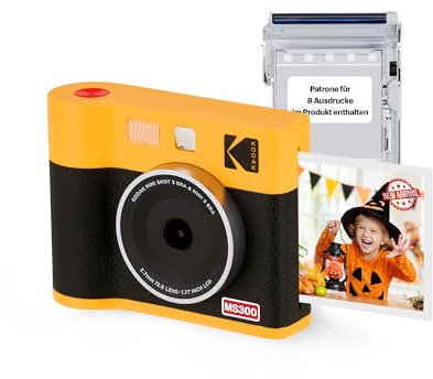 KODAK Mini Shot 3 ERA 4PASS - Fotocamera istantanea 2 in 1, 7,6 x 7,6 cm, 8 fogli, colore: Giallo
