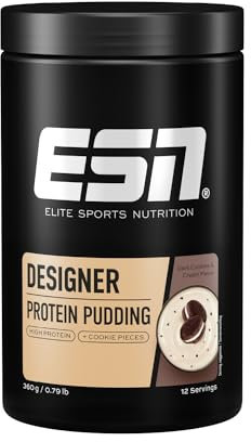 ESN Designer Protein Pudding, Dark Cookies & Cream, 360 g, Pudding-Pulver zum Anrühren, bis zu 23 g Protein pro Portion - made in Germany