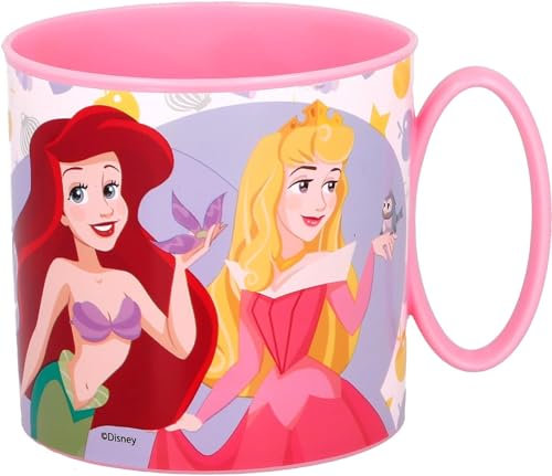 Golddunes Cartoon Kids Character Cute Mini Tiny Mug 265ML Drinking Re-Usable Plastic Cup Microwave Safe 7.5cm x 7.5cm (Pink Princess)