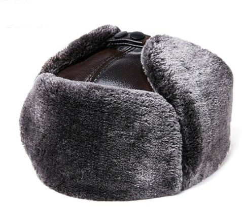 VKEID Herren Lederhut Männer Leder Hut Winter Verdickte Warme Outdoor Gehörschutz Kappe Ältere Leder Kappe Hüte für Männer (Color : Brown, Size : L)