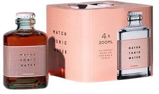 Match Tonic Floral, Acqua Tonica, 4 bottiglie da 200ml, per Gin Tonic Floreali, con Note di Lavanda, di Fiori d'Arancio e di Gelsomino, Basso Contenuto di Zucchero, Materiale 100% Riciclato