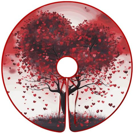 Weihnachtsbaum-Rock mit Herzmotiv, 122 cm, rund, für Innen- und Außenbereich, Feiertagsparty, Heimdekorationen