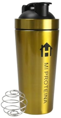 Home Universal® 750ML Botella Gim Shaker de Acero Inoxidable | BPA Free con Mezclador de Tapa Integrado | Vaso Gimnasio con Medidor | Apto para Lavavajillas | Vaso Proteína (Oro)