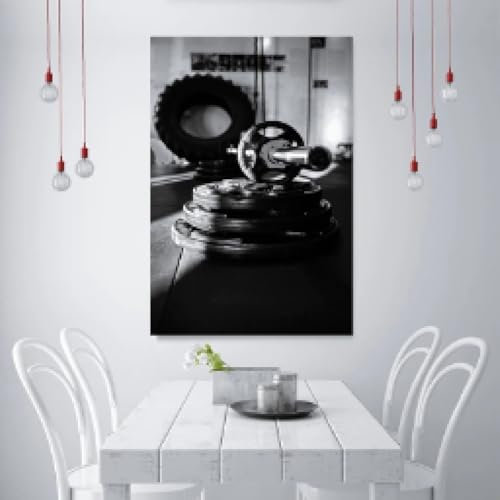 DAMAIART Langhantel für Bankdrücken, Wandkunst, Dekor, Leinwandgemälde, Fitnessstudio, motivierende Poster und Drucke, Fitness-Kunstbild, Heimdekoration, 70 x 100 cm, rahmenlos
