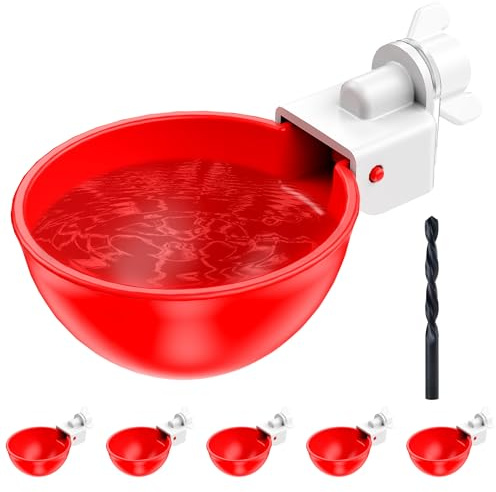 DIY Hühnerwasserbecher Set, Automatische Tränke Für Hühner 6 Stück Rot | Einfache Installation, selbst montierbar, sorgt für zuverlässige Wasserversorgung Ihrer Hühner und anderer Geflügel