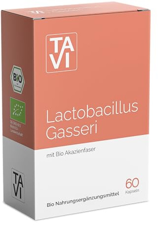 TAVI® Lactobacillus Gasseri Kapseln • BIO • Lebende Bakterien | Vegan • 60 Kapseln für 60 Tage • mit Akzienfaser • Hergestellt und laborgeprüft in Deutschland