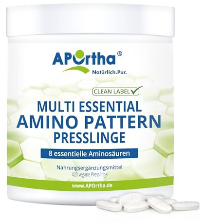 APOrtha® Amino Pattern Presslinge – 420 Presslinge mit 8 essentiellen Aminosäuren nach Prof. Dr. Lucà-Moretti, ausgewogenes Aminosäuren-Profil, EAA Presslinge, vegan