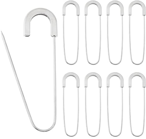 Hobbspring 9 Stück Sicherheitsnadeln Aus Legierung 79x21mm Sicherheitsnadel Clips Zum Nähen Metall Strapazierfähig Große Deckennadeln Platin Starke Kleidungs Bastelnadel Für Kleidung Pullover Schal