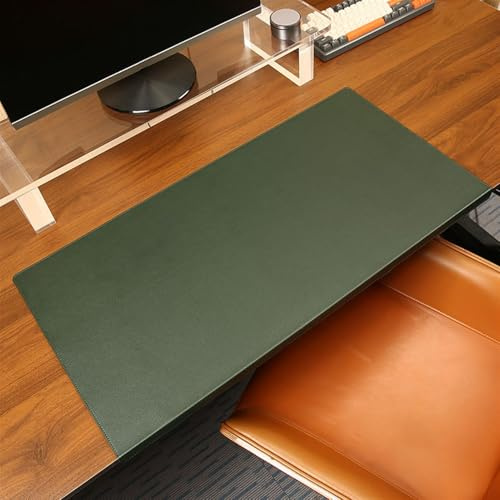 Wokuaile Leder-Schreibtischunterlage mit Kantenschutz, Schreibtischschutz rutschfest Unterlage Wasserdicht Schreibblock für Büro und Zuhause, Dunkelgrün, 90x43cm