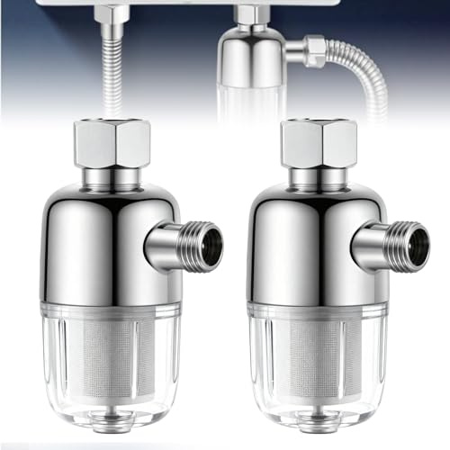 Lot de 2 filtres à eau de douche, robinet filtrant à eau, filtre anti-calcaire, élément filtrant en acier inoxydable, filtre de douche pour chauffe-eau, machine à laver, robinet, toilettes