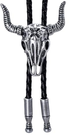 VQUNBG Cravate en Cuir Cravate Crâne de Vache, Accessoires de Costume d'Halloween pour Homme Réglable pour Homme Femme, Style Vintage