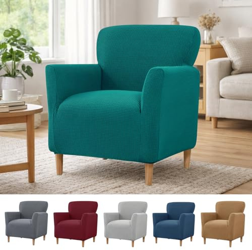 Stretch Sesselbezug mit Armlehnen, Elastische Jacquard Sofaüberzug, Clubsessel Sessel Bezug, Elastischer Strick Spannbezug für Sessel & Polsterstühle, Universelle Passform für Wohnzimmer, Büro