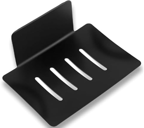 Matt Schwarz Seifenhalter ohne Bohren Edelstahl selbstklebend, WC Seifenablage Wand Montage ohne Duschablage Bohren für Badezimmer, Selbstklebend Seifenablage für Dusche, Badezimmer(Schwarz