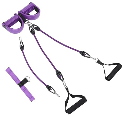 Alipis Bande de Résistance Élastique Violette 3 Tubes pour Pédale Multifonction, Corde D’Exercice Musculation, Équipement Fitness Portable pour Abdominaux et Renforcement Musculaire