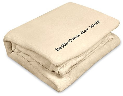 digital print Kuscheldecke mit Namen Beste Oma der Welt Bestickt - Farbe Wollweiß - personalisierte Decke, Wolldecke