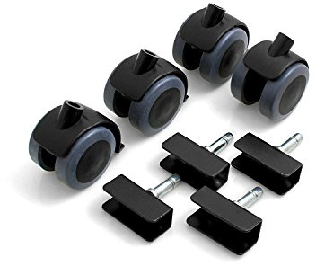 Design61 Universal Möbelrollen mit U-Aufnahme 16mm Gummirollen Lenkrollen Laufrollen Bodenschutz Rollen mit Feststeller Plattenschuhe mit Stift 4 Stück