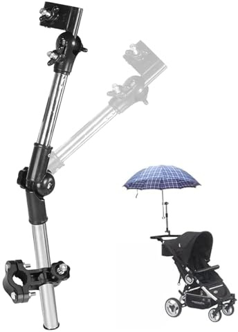 Nikou 360 ° Verstellbarer Schirmhalterung, Schirmhalter Universal Regenschirmhalter mit Stretchhalterung Kinderwagen Fahrrad Regenschirm Halter Fahrradstuhl Halterung für Rollstuhl Golf Trolley