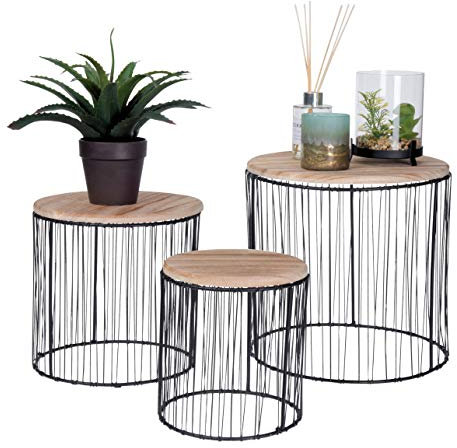 Spetebo Pflanzenständer 3er Set - Deko Blumenhocker Blumenständer Pflanzenhocker Blumentopfständer Beistelltisch rund