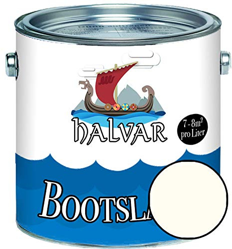 Halvar Bootslack Weiß/Grau/Schwarz RAL 9001-9018 Yachtlack GLÄNZEND Bootsfarbe PU-verstärkt für Holz & Metall extrem belastbar hochelastisch Schiffslackierung (1 L, RAL 9001 Cremeweiß)