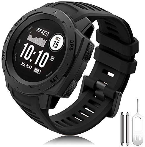 TOPsic Garmin Instinct Bracelet de Montre, Silicone Bande 22mm Remplacement Montre de Easy Fit Bracelet pour Garmin Instinct Sports GPS Montre Intelligente avec Adaptateur