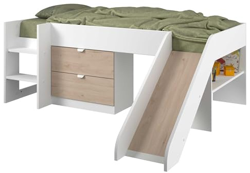 Parisot Lit Toboggan Tobo 90x200 - chêne/Blanc