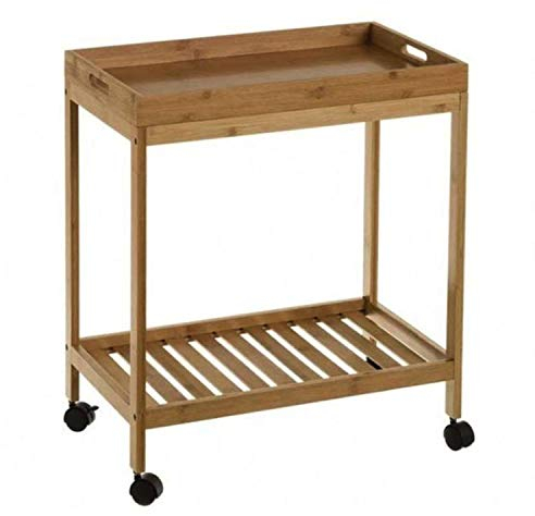 ROCKING GIFTS Mesa Camarera con Ruedas Madera 62 cm, Mueble Auxiliar Carrito de Cocina Estilo Vintage, Servicio Auxiliar
