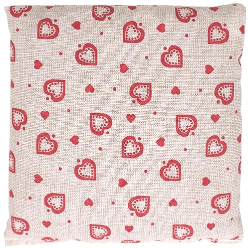 Coussin aux graines de lin - Bouillotte sèche 12x12cm, amour champêtre - Coussin naturel thermique utilisable chaud ou froid - Compresse froide