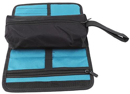 Estuche Tela Herramientas, Estuche Herramientas Enrollable, Bolsa Herramientas Moto, Bolsa de Herramientas Plegable para Electricistas Profesionales, Bolsa Enrollable con Compartimentos con Cremallera