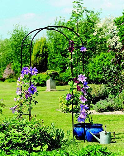 Garden Mile Arco da giardino in metallo nero da 2,4 m, per piante rampicanti, pergolato per interni ed esterni, resistente, per matrimoni, facile da montare e durevole