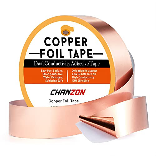 Chanzon Ruban De Cuivre 30mm x 30m Adhésif conducteur Double face pour le blindage électrique EMI et RF de dissuasion des limaces à souder pour réparation de circuits en papier artisanal