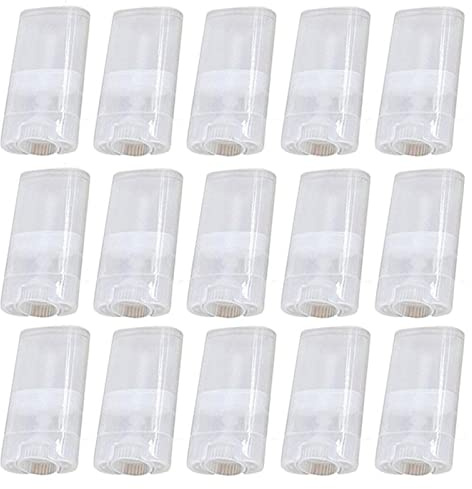 Minsily 20 Stück 15 ml Deo Behälter Leer zum Aufdrehen von Füllstäben,Leere Lippenbalsam-Tuben, Deo Behälter Leer, Ovale Lippenstift Tubes Leere Deo Stick Zum Befüllen DIY Lippenbalsam, Chapstick