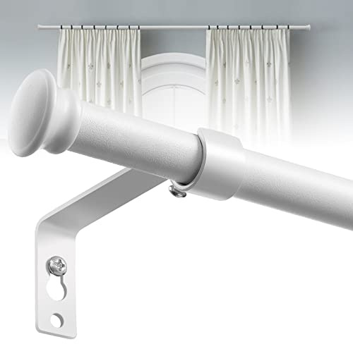 White Curtain Rods for Windows 28 to 50 Inch - 5/8” Heavy Duty Curtain Rods Set,Decorative Cafe Drapery Rods with Brackets - Matte Rustic