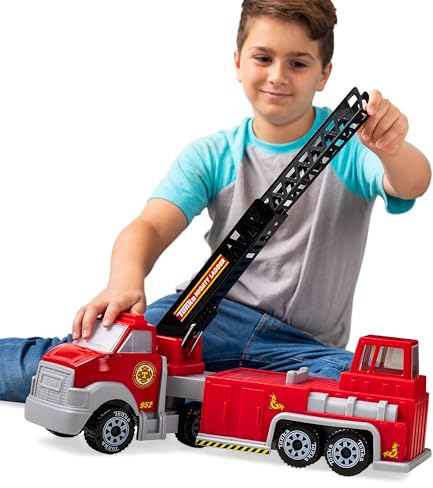 Tonka Steel Classics Hook 'n' Ladder Feuerwehrauto, Basic Fun, 6224, Feuerwehrauto Spielzeugfahrzeug, Innenbereiche & im Freien Aktives Spiel Heldenspielzeug für Jungen und Mädchen Kinder ab 3 Jahren
