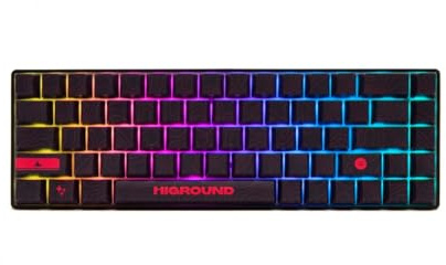 Higround Basecamp 65% Mechanical USB Wired Gaming Keyboards, Programable RGB, Transparent/Translucent, Hot-Swappable, Deep Thock Creamy Sounding PC Keyboard (LAVAROCK - White Flame Switch)
