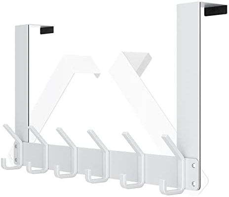 evory Türhaken, faltbarer Türhänger für Kleidung, strapazierfähig, über der Tür, Handtuchhalter für Badezimmer, Türhaken, Handtuchhalter, Garderobenleiste über der Tür, Organizer, Weiß