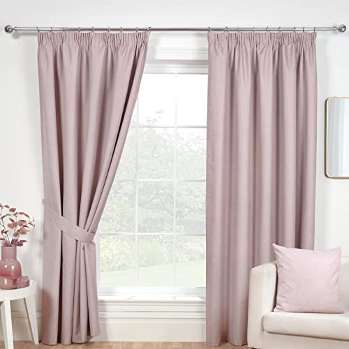 Sundour Eclipse Blackout Pencil Pleat Curtains Rose Pink 46x54 Fully Lined Curtain Pair